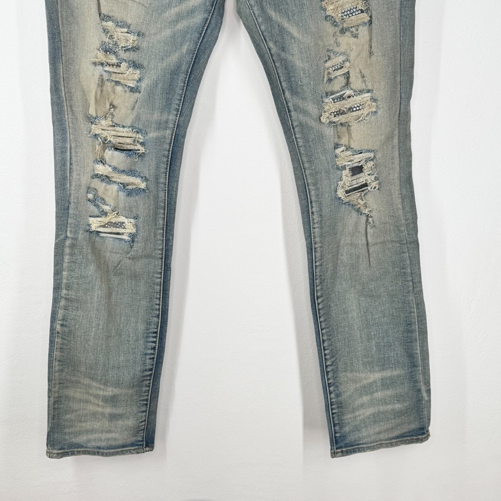 MNML Distressed Grunge Rhinestone Skinny Jeans Men’s Size 40 - Picture 4 of 12